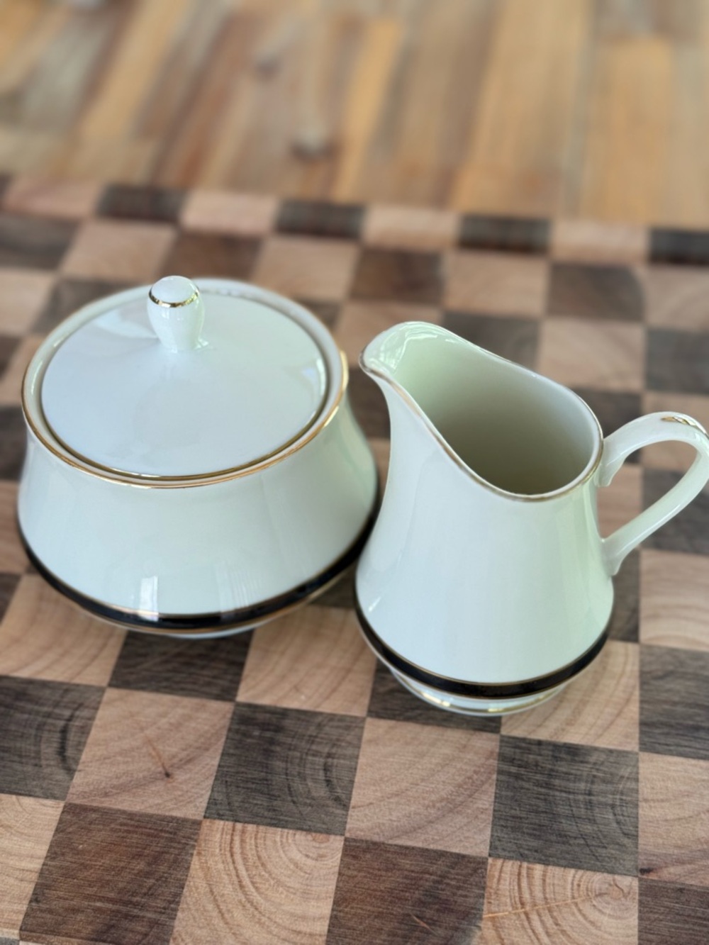 Vintage Mikasa Trafalgar Ivory China Cream and Sugar Set
